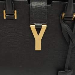 Pre Owned Saint Laurent Black Leather Medium Cabas Chyc Tote