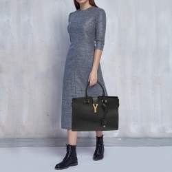 Pre Owned Saint Laurent Black Leather Medium Cabas Chyc Tote