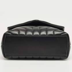 Pre Owned Saint Laurent Black Matelassé Leather Small Loulou Shoulder Bag