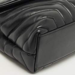 Pre Owned Saint Laurent Black Matelassé Leather Small Loulou Shoulder Bag