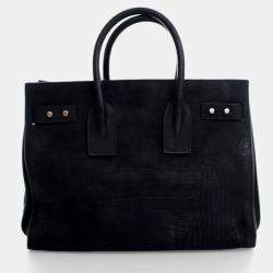 Pre Owned Saint Laurent Small Embossed Crocodile Nubuck Sac De Jour