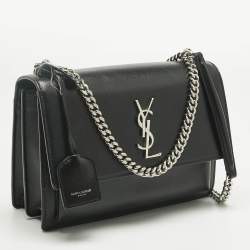 Pre Owned Saint Laurent Black Leather Medium Sunset Shoulder Bag