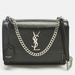 Pre Owned Saint Laurent Black Leather Medium Sunset Shoulder Bag