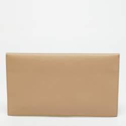 Pre Owned Saint Laurent Beige Leather Uptown Clutch