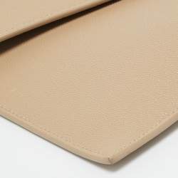 Pre Owned Saint Laurent Beige Leather Uptown Clutch