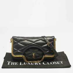 Pre Owned Saint Laurent Black Quilted Leather 87 Frame Fold Over Shoulder Bag