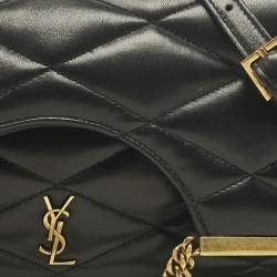 Pre Owned Saint Laurent Black Quilted Leather 87 Frame Fold Over Shoulder Bag