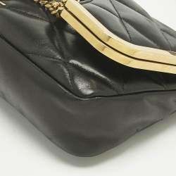 Pre Owned Saint Laurent Black Quilted Leather 87 Frame Fold Over Shoulder Bag