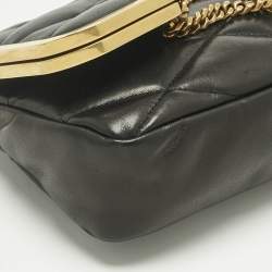 Pre Owned Saint Laurent Black Quilted Leather 87 Frame Fold Over Shoulder Bag