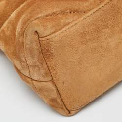 Pre Owned Saint Laurent Brown Quilted Suede Small Loulou Puffer Shoulder Bag