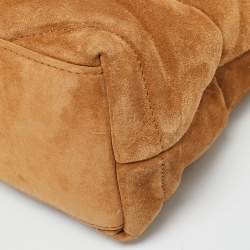 Pre Owned Saint Laurent Brown Quilted Suede Small Loulou Puffer Shoulder Bag