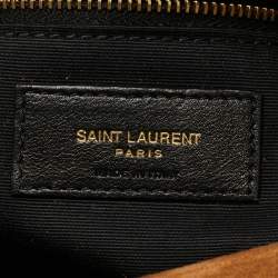 Pre Owned Saint Laurent Brown Quilted Suede Small Loulou Puffer Shoulder Bag
