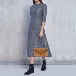 Pre Owned Saint Laurent Brown Quilted Suede Small Loulou Puffer Shoulder Bag