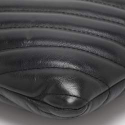 Pre Owned Saint Laurent Black Matelassé Leather Monogram Wristlet Pouch