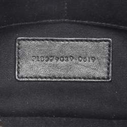 Pre Owned Saint Laurent Black Matelassé Leather Monogram Wristlet Pouch