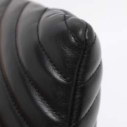 Pre Owned Saint Laurent Black Matelassé Leather Monogram Wristlet Pouch