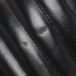 Pre Owned Saint Laurent Black Matelassé Leather Monogram Wristlet Pouch