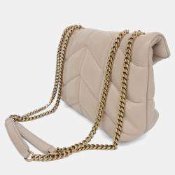 Pre Owned Saint Laurent Paris Beige Leather Lulu Puffer Crossbody Bag