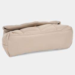 Pre Owned Saint Laurent Paris Beige Leather Lulu Puffer Crossbody Bag