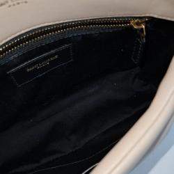 Pre Owned Saint Laurent Paris Beige Leather Lulu Puffer Crossbody Bag
