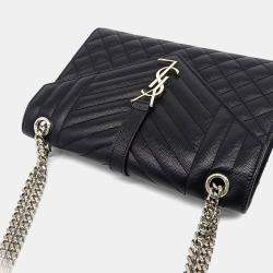 Pre Owned Saint Laurent Paris Black Leather Envelope Chain Bag