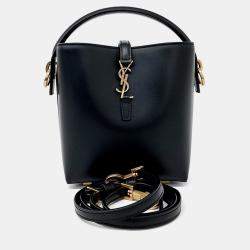 Pre Owned Saint Laurent Paris Black Leather LE37 Mini Bucket Bag