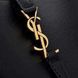 Pre Owned Saint Laurent Paris Black Leather LE37 Mini Bucket Bag