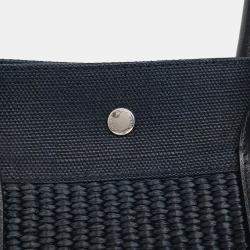 Pre Owned Saint Laurent Paris Black Cotton and Leather Rive Gauche Tote Bag