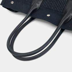 Pre Owned Saint Laurent Paris Black Cotton and Leather Rive Gauche Tote Bag