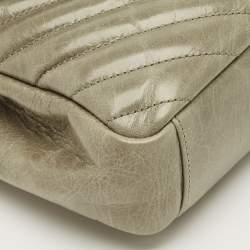 Pre Owned Saint Laurent Pale Green Matelassé Leather Medium College Top Handle Bag