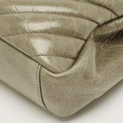 Pre Owned Saint Laurent Pale Green Matelassé Leather Medium College Top Handle Bag