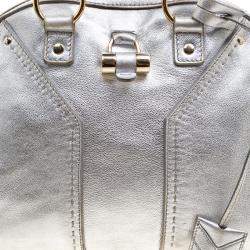 Pre Owned Yves Saint Laurent Silver Leather Medium Muse Satchel
