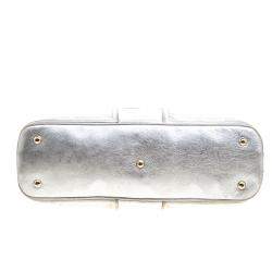 Pre Owned Yves Saint Laurent Silver Leather Medium Muse Satchel