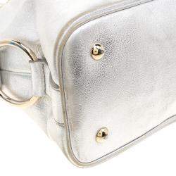 Pre Owned Yves Saint Laurent Silver Leather Medium Muse Satchel