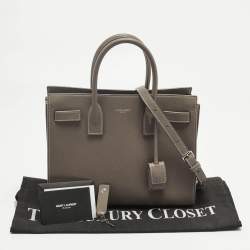 Pre Owned Saint Laurent Dark Beige Leather Baby Classic Sac De Jour Tote
