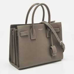 Pre Owned Saint Laurent Dark Beige Leather Baby Classic Sac De Jour Tote