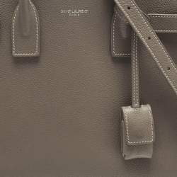 Pre Owned Saint Laurent Dark Beige Leather Baby Classic Sac De Jour Tote