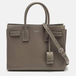 Pre Owned Saint Laurent Dark Beige Leather Baby Classic Sac De Jour Tote