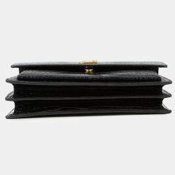 Pre Owned Saint Laurent Paris Sunset Chain shoulder Bag Black Croco Embossed Leather