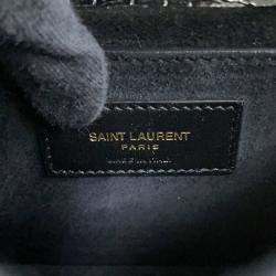 Pre Owned Saint Laurent Paris Sunset Chain shoulder Bag Black Croco Embossed Leather