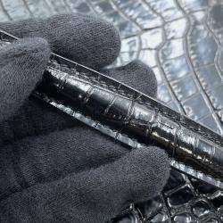 Pre Owned Saint Laurent Paris Sunset Chain shoulder Bag Black Croco Embossed Leather