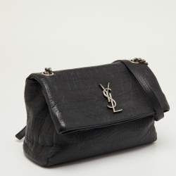 Pre Owned Saint Laurent Black Leather Niki Medium Flap Shoulder Bag