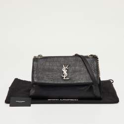 Pre Owned Saint Laurent Black Leather Niki Medium Flap Shoulder Bag