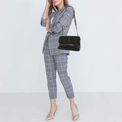 Pre Owned Saint Laurent Black Leather Niki Medium Flap Shoulder Bag