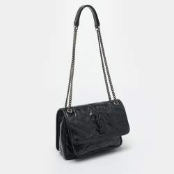 Pre Owned Saint Laurent Black Matelassé Leather Baby Niki Chain Shoulder Bag