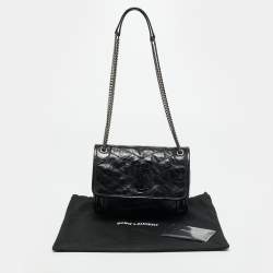 Pre Owned Saint Laurent Black Matelassé Leather Baby Niki Chain Shoulder Bag
