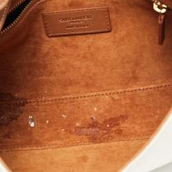 Pre Owned Saint Laurent LE 5 À 7 Tan/Natural Canvas and Leather Shoulder Bag