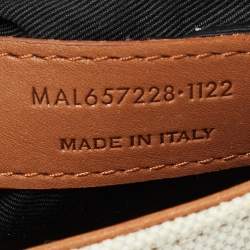 Pre Owned Saint Laurent LE 5 À 7 Tan/Natural Canvas and Leather Shoulder Bag