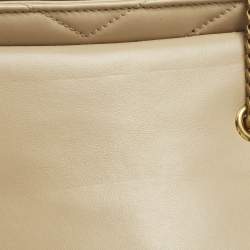 Pre Owned Saint Laurent Beige Matelassé Leather Small Loulou Shoulder Bag