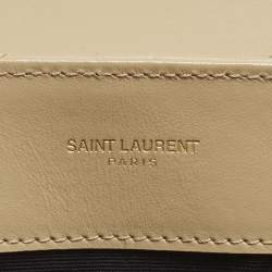 Pre Owned Saint Laurent Beige Matelassé Leather Small Loulou Shoulder Bag